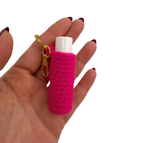 BUY NOW PICK 1 Handmade Crochet Chapstick Holder Keychain Gift - Picture 7 of 11